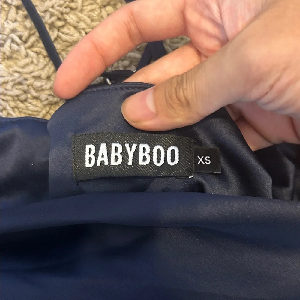 Babyboo prom dress Elegant Navy Blue Satin Dress - Picture 2 of 6